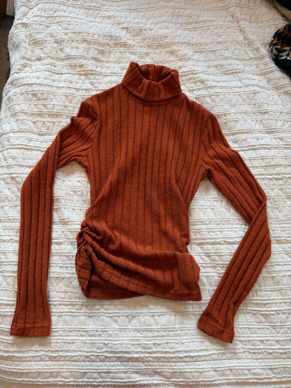 SHEIN Rust Ribbed Turtleneck Sweater